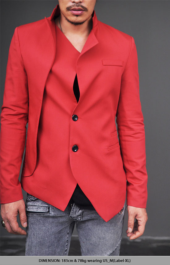 Asymmetric High Fashion Designer Mens Slim Edge Red Blazer Jacket By Guylook Ebay 4103